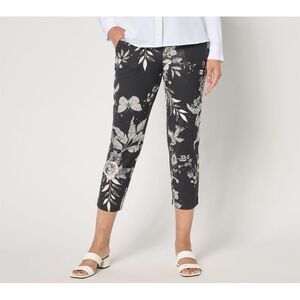 Women with Control Black Floral Pants XLP